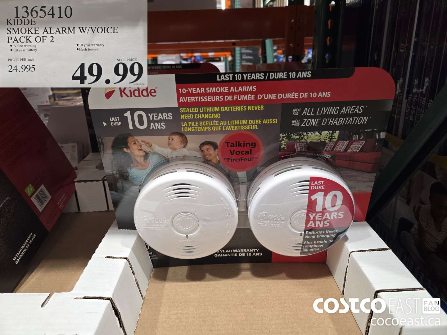 1365410 KIDDE SMOKE ALARM W/VOICE PACK OF 2 $49.99