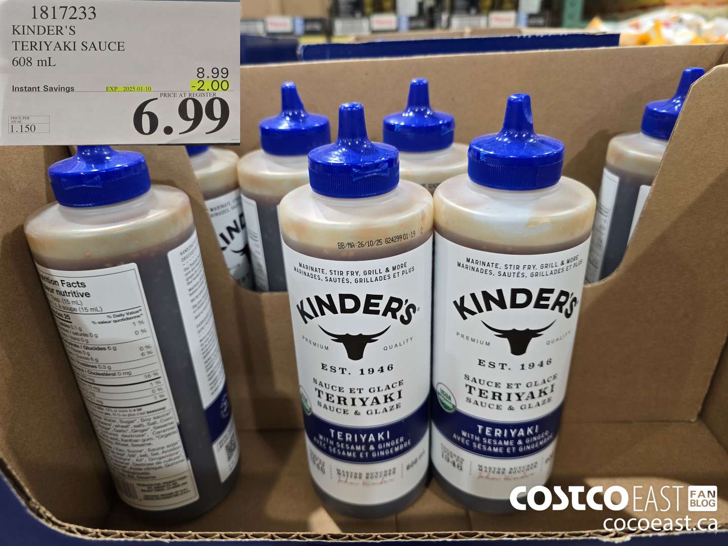 1817233 KINDER'S TERIYAKI SAUCE 608 mL ($2.00 INSTANT SAVINGS EXPIRES ON 2025-01-10) $6.99