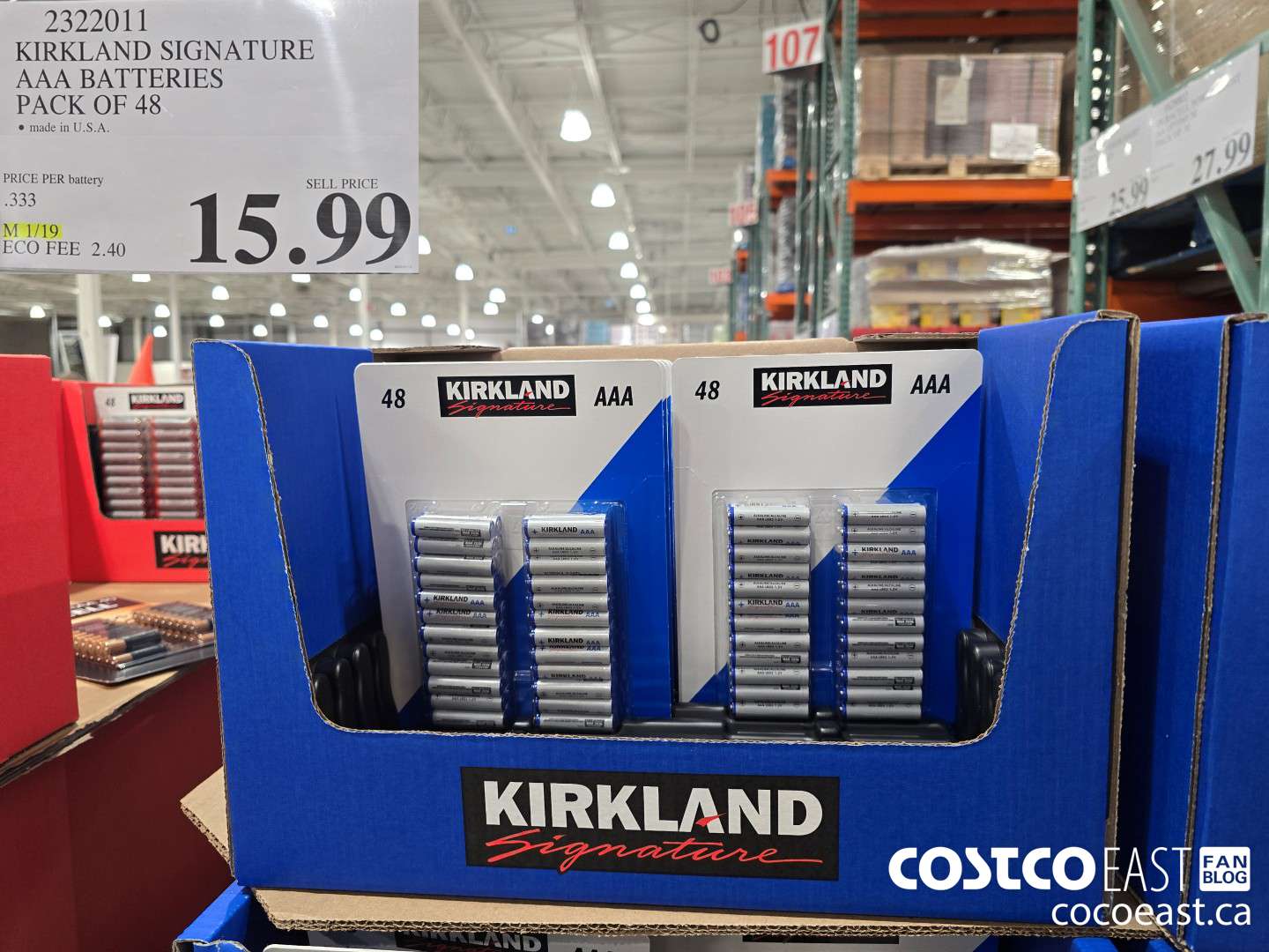 2322011 KIRKLAND SIGNATURE AAA BATTERIES PACK OF 48 $15.99