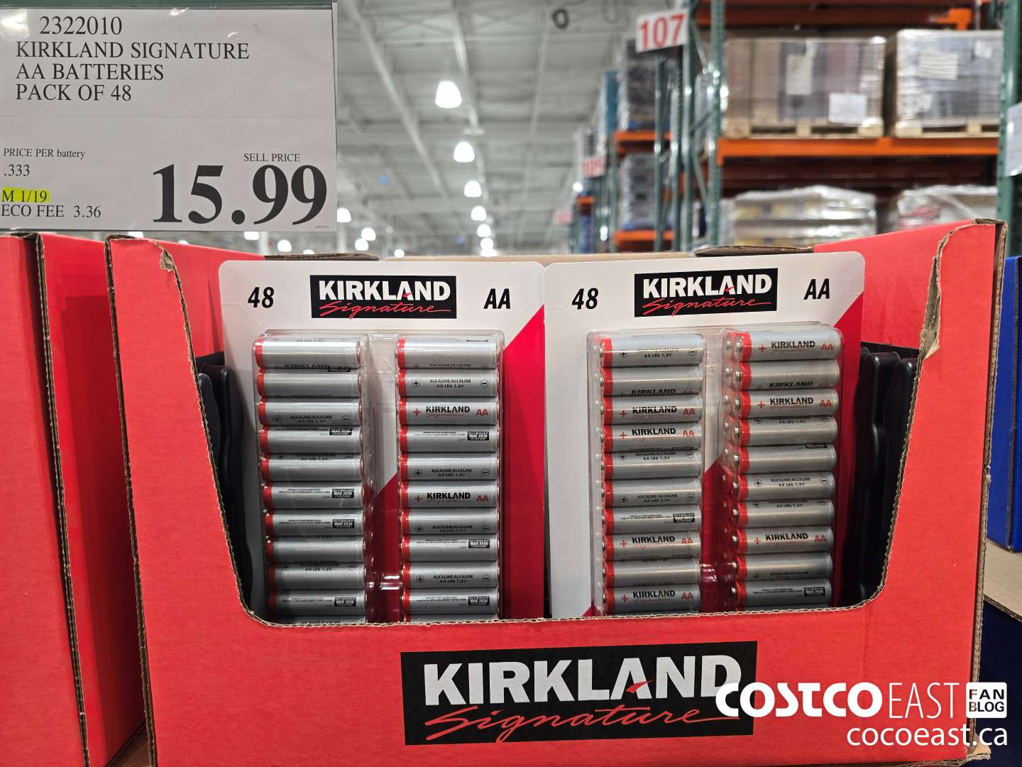 2322010 KIRKLAND SIGNATURE AA BATTERIES PACK OF 48 $15.99