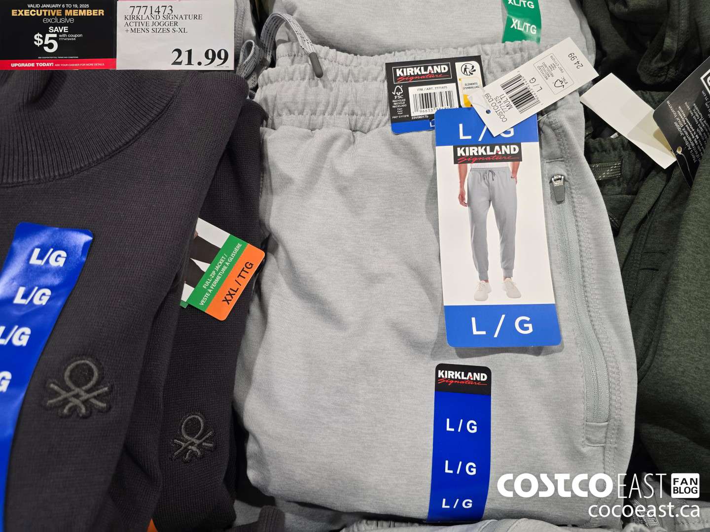 7771473 KIRKLAND SIGNATURE ACTIVE JOGGER +MENS SIZES S-XXL ($5.00 INSTANT SAVINGS EXPIRES ON 2025-01-19) $16.99