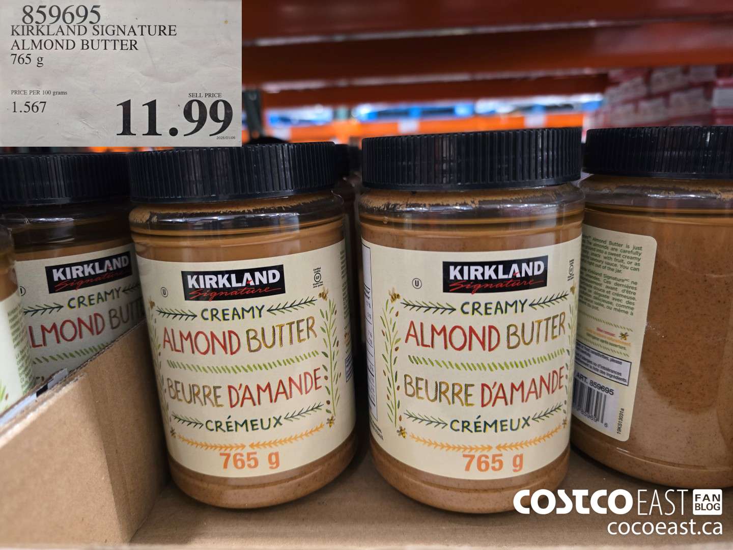 859695 KIRKLAND SIGNATURE ALMOND BUTTER 765 g $11.99