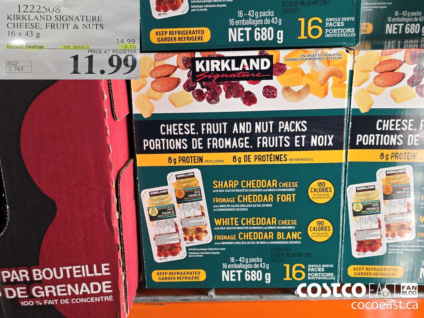 1222508 KIRKLAND SIGNATURE CHEESE, FRUIT & NUTS 16 x 43 g ($3.00 INSTANT SAVINGS EXPIRES ON 2025-01-13) $11.99