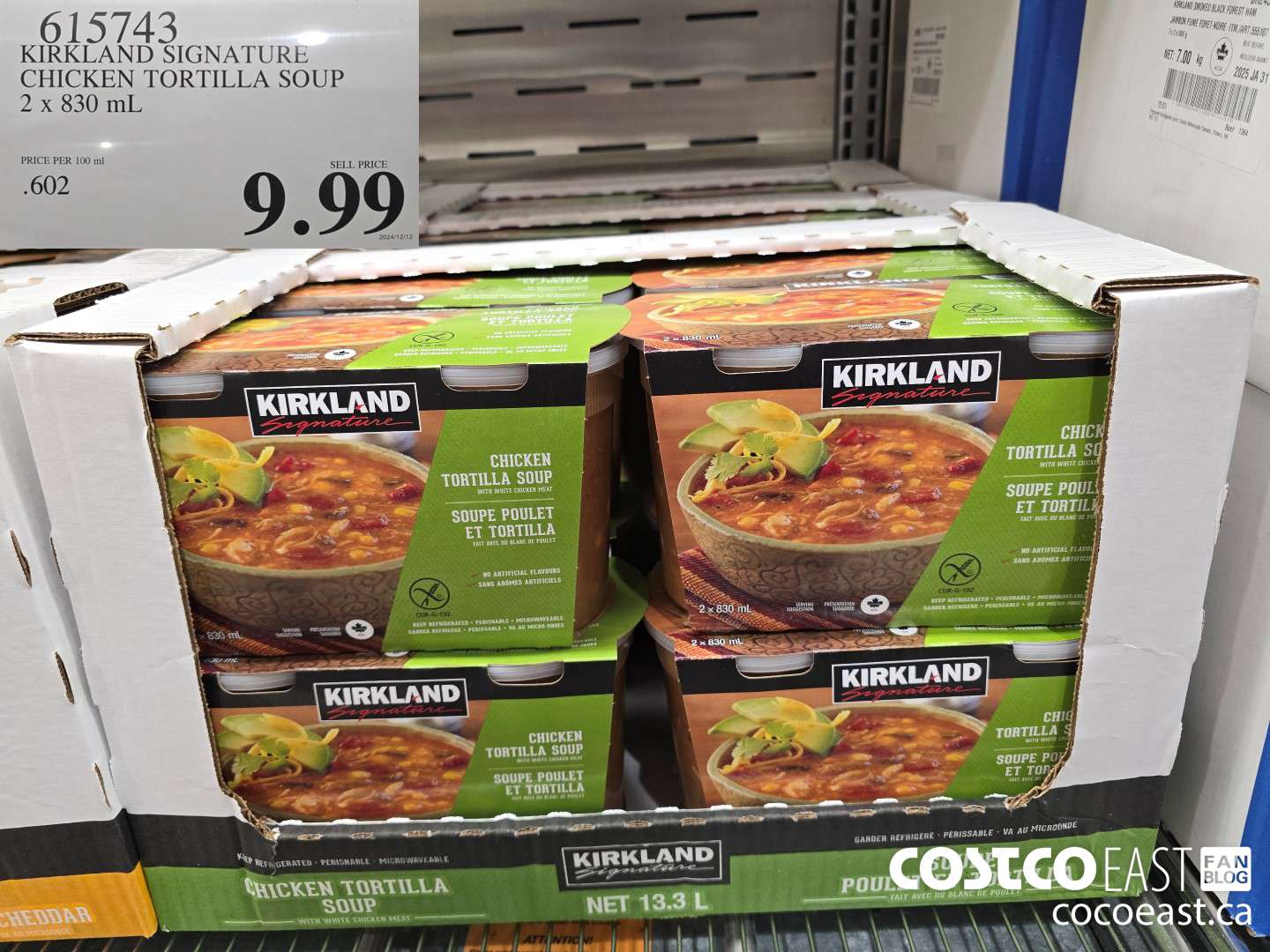 615743 KIRKLAND SIGNATURE CHICKEN TORTILLA SOUP 2 X 830 ML $9.99