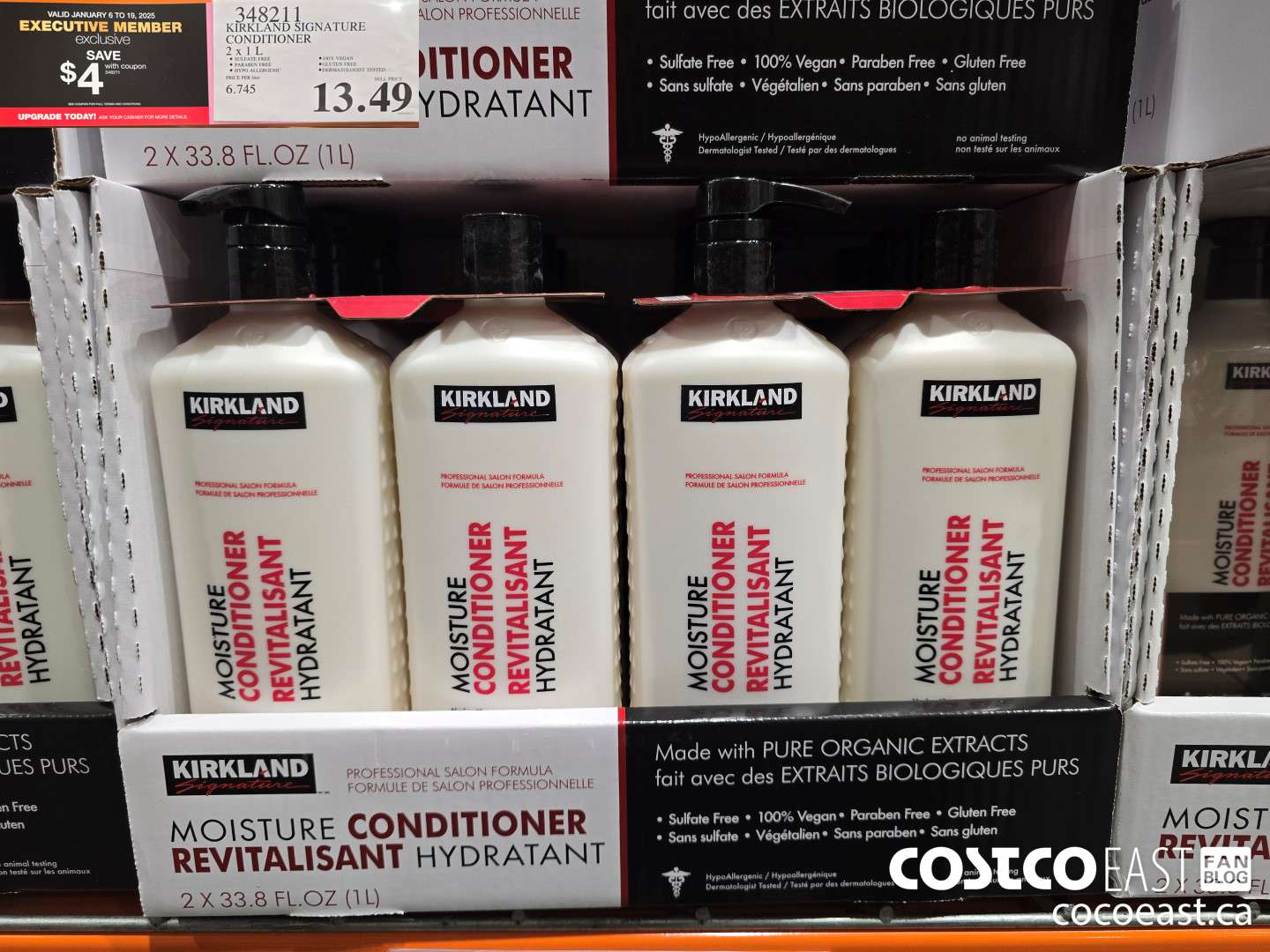 348211 KIRKLAND SIGNATURE CONDITIONER 2 X 1L ($4.00 INSTANT SAVINGS EXPIRES ON 2025-01-19) $9.49