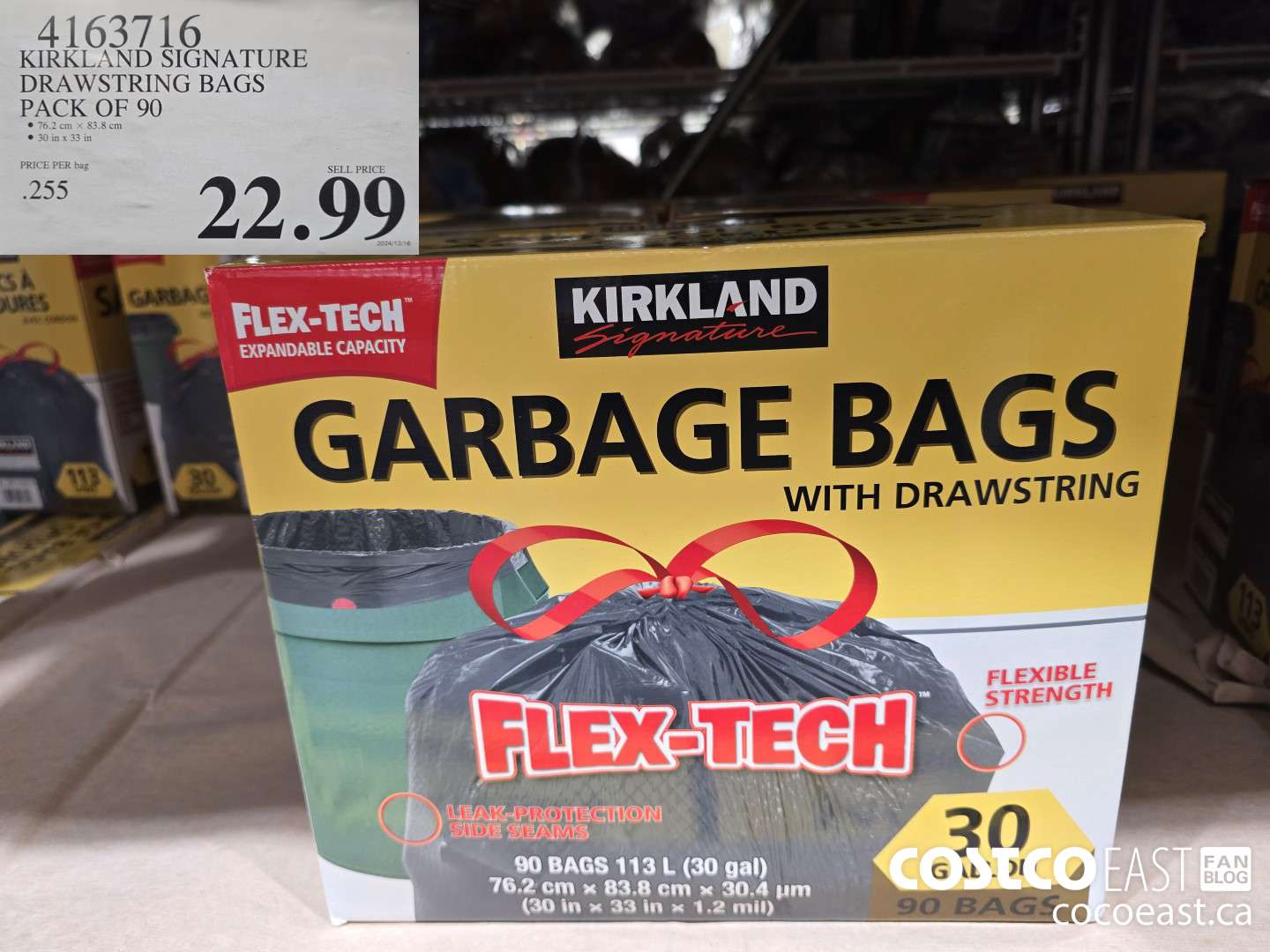 4163716 KIRKLAND SIGNATURE DRAWSTRING BAGS PACK OF 90 $22.99