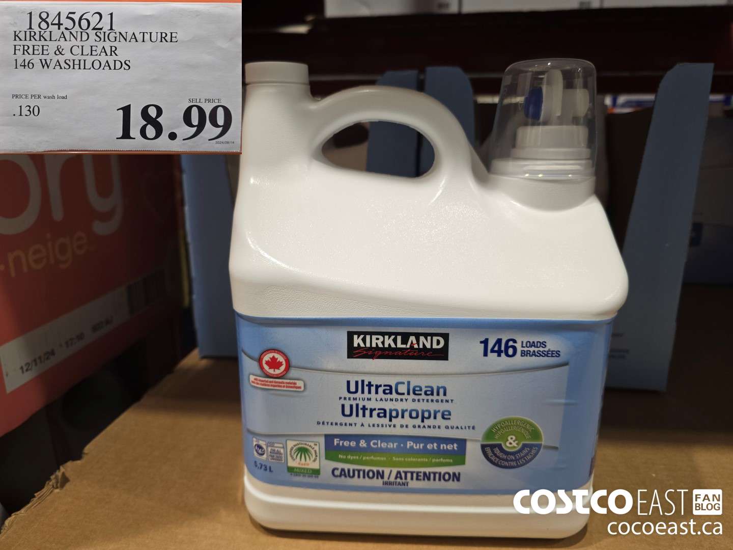 1845621 KIRKLAND SIGNATURE FREE & CLEAR 146 WASHLOADS $18.99