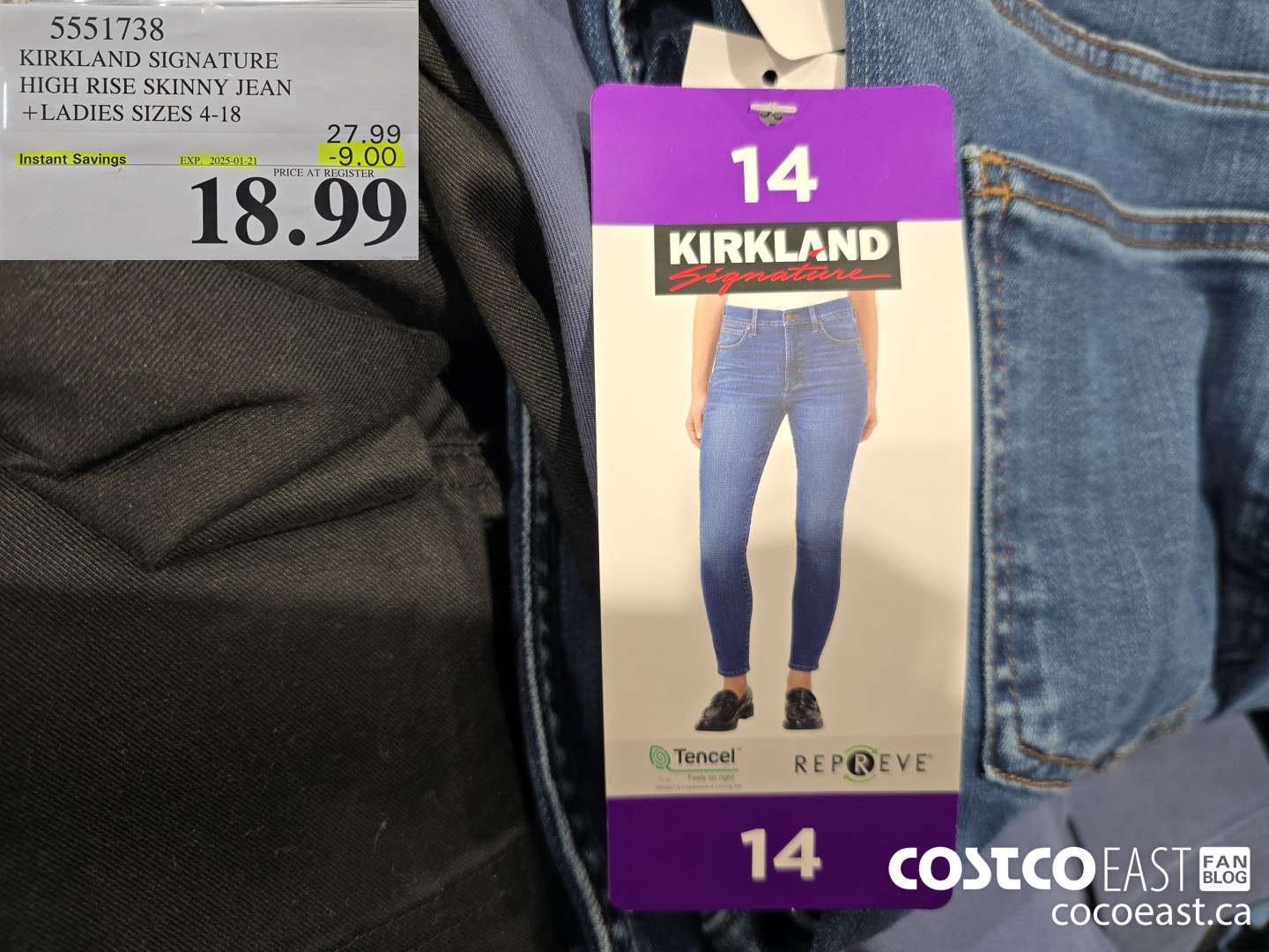 5551738 KIRKLAND SIGNATURE HIGH RISE SKINNY JEAN + LADIES SIZES 4-18 ($9.00 INSTANT SAVINGS EXPIRES ON 2025-01-21) $18.99