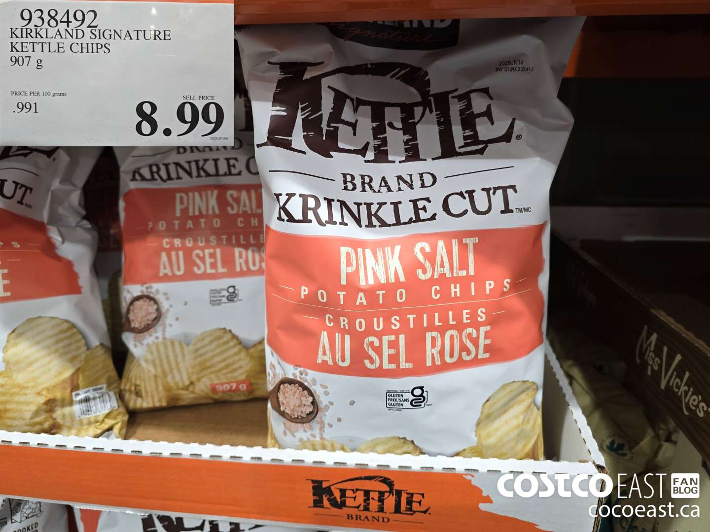 938492 KIRKLAND SIGNATURE KETTLE CHIPS 907 g $8.99