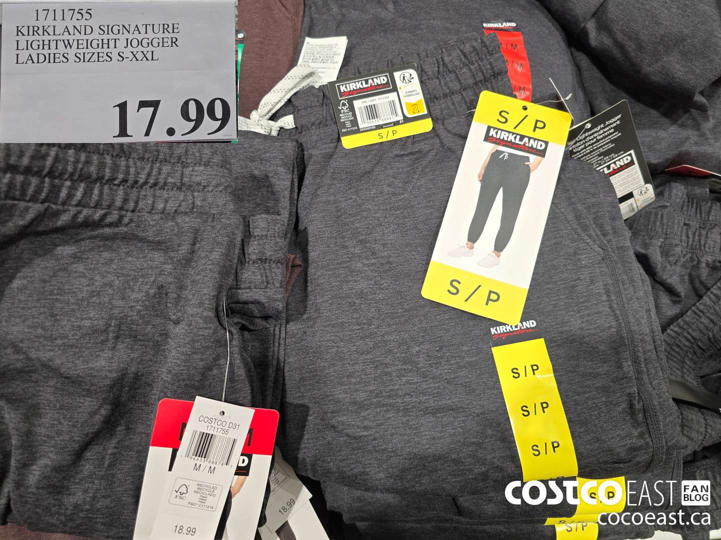 1711755 KIRKLAND SIGNATURE LIGHTWEIGHT JOGGER LADIES SIZES S-XXL $17.99