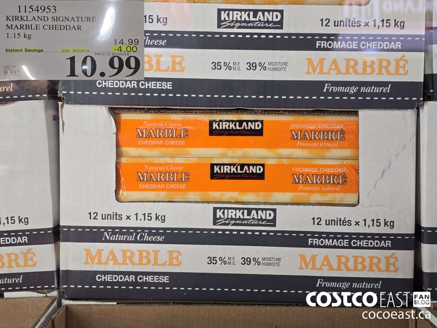 1154953 KIRKLAND SIGNATURE MARBLE CHEDDAR 1.15 KG ($4.00 INSTANT SAVINGS EXPIRES ON 2025-02-16) $10.99