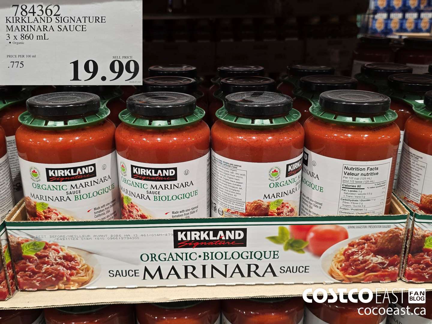 784362 KIRKLAND SIGNATURE MARINARA SAUCE 3 x 860 mL $19.99