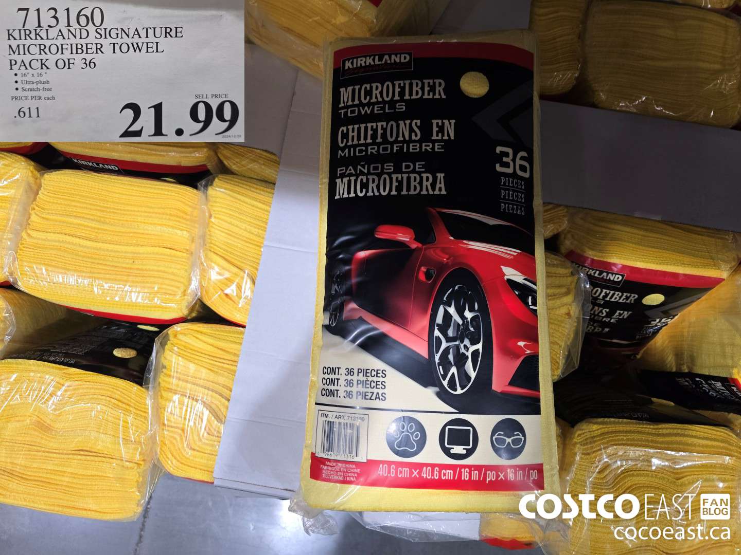 713160 KIRKLAND SIGNATURE MICROFIBER TOWEL PACK OF 36 $21.99