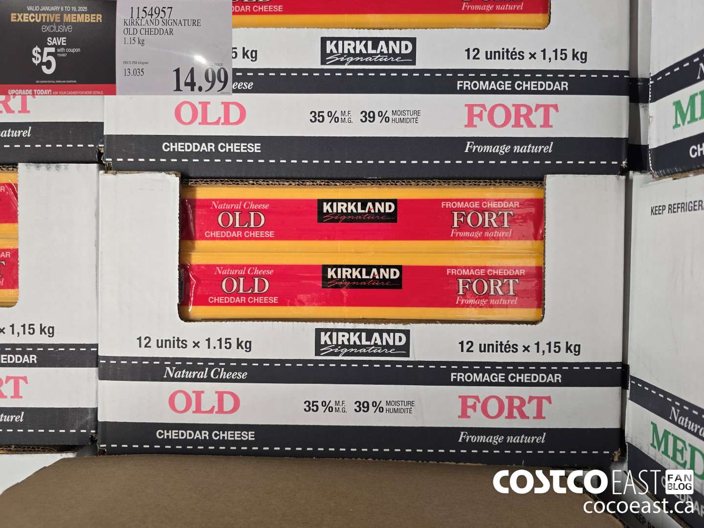 1154957 KIRKLAND SIGNATURE OLD CHEDDAR 1.15 KG ($5.00 INSTANT SAVINGS EXPIRES ON 2025-01-19) $9.99