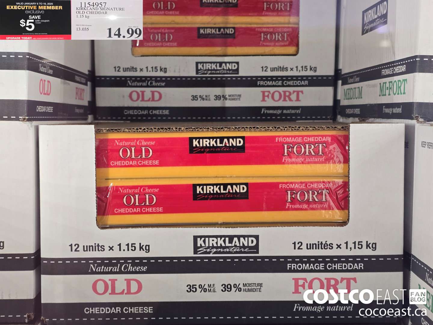 1154957 KIRKLAND SIGNATURE OLD CHEDDAR 1.15 KG ($5.00 INSTANT SAVINGS EXPIRES ON 2025-01-19) $9.99