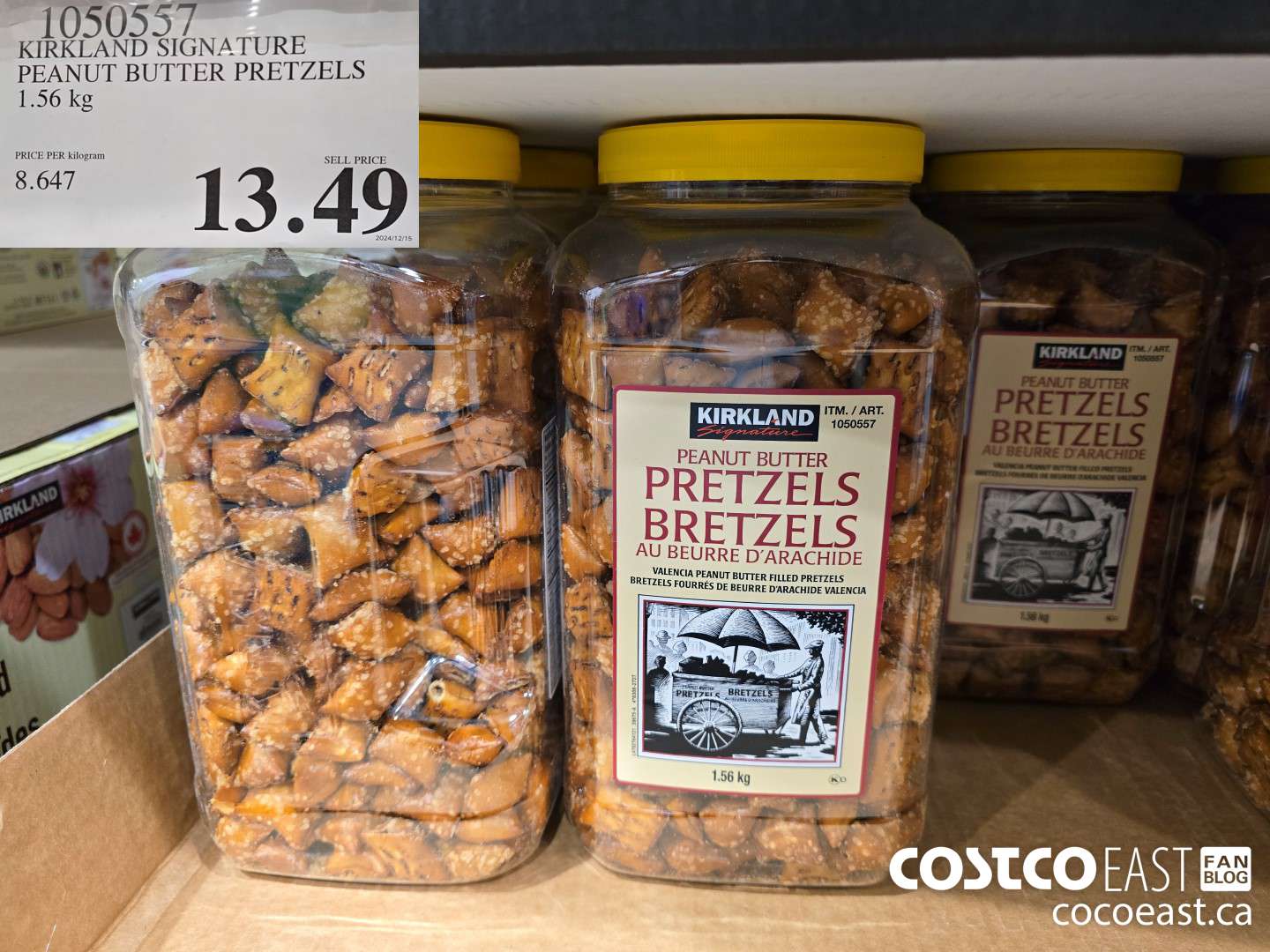 1050557 KIRKLAND SIGNATURE PEANUT BUTTER PRETZELS 1.56 KG $13.49