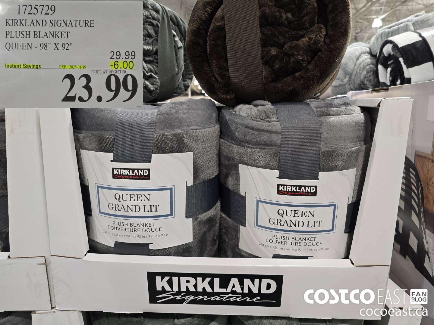 1725729 KIRKLAND SIGNATURE PLUSH BLANKET QUEEN - 98