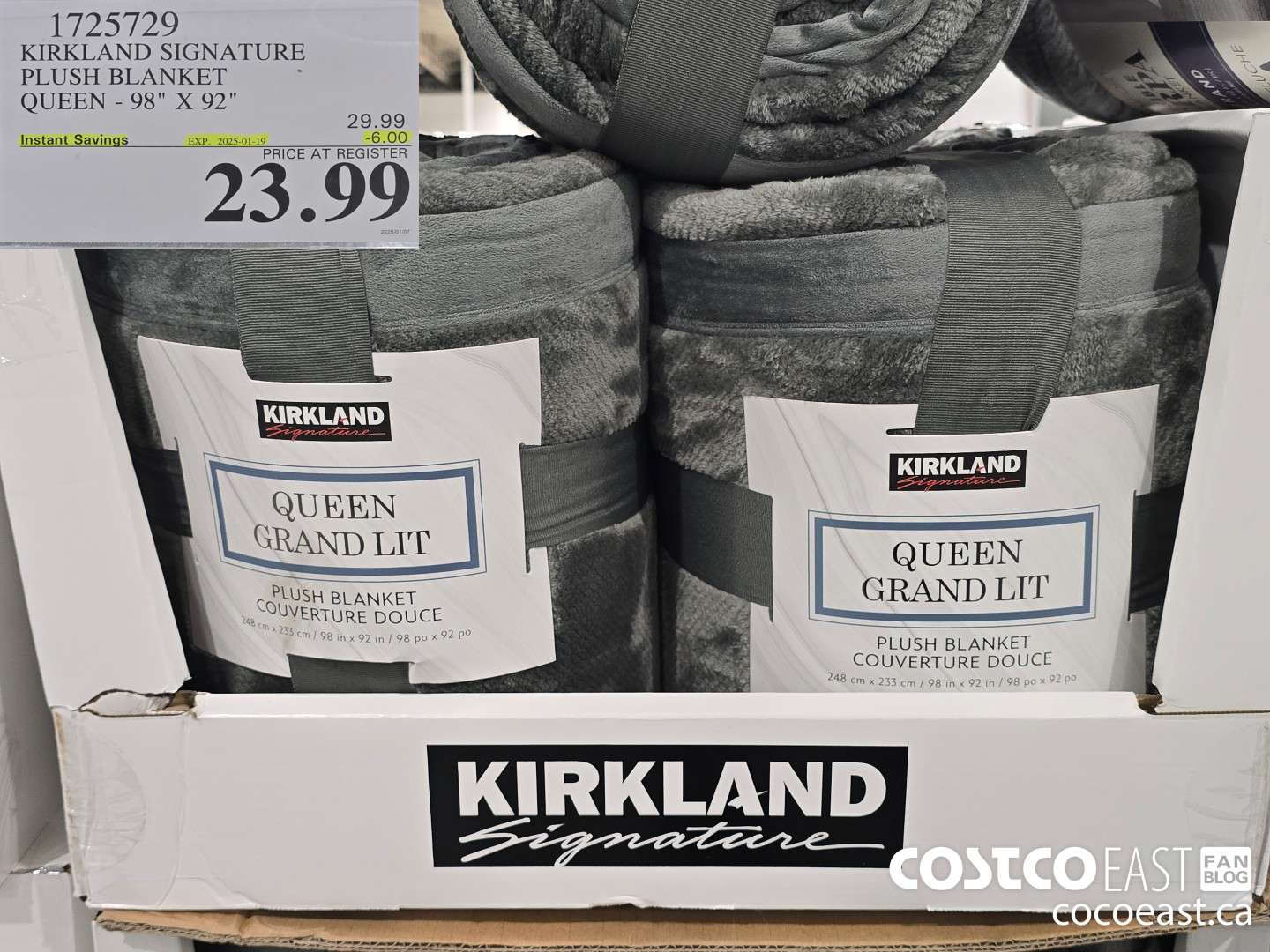 1725729 KIRKLAND SIGNATURE PLUSH BLANKET QUEEN - 98