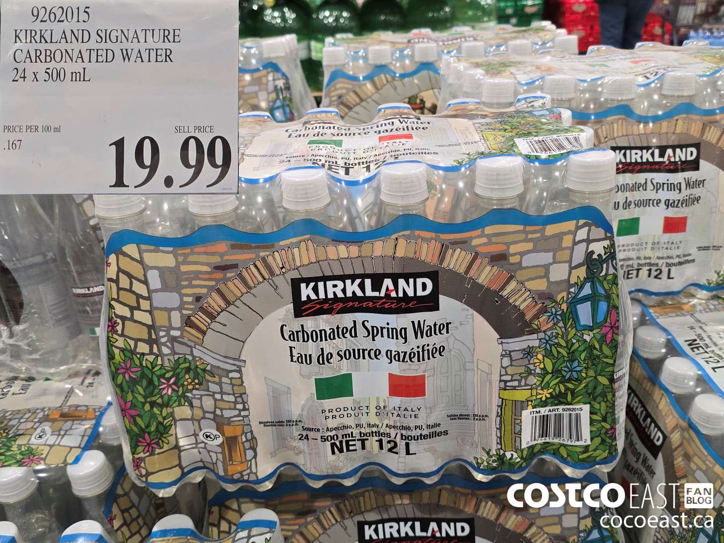 9262015 KIRKLAND SIGNATURE SPARKLING WATER 24 X 500 ML $19.99