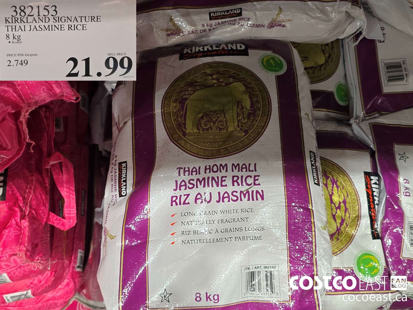 382153 KIRKLAND SIGNATURE THAI JASMINE RICE 8 KG $21.99