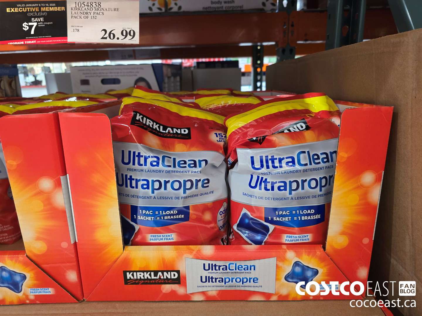 1054838 KIRKLAND SIGNATURE ULTRA CLEAN LAUNDRY PACS PACK OF 152 ($7.00 INSTANT SAVINGS EXPIRES ON 2025-01-19) $19.99