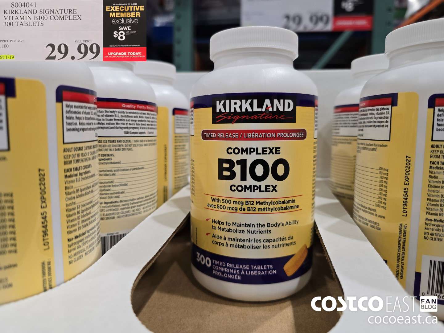 8004041 KIRKLAND SIGNATURE VITAMIN B100 COMPLEX 300 TABLETS ($8.00 INSTANT SAVINGS EXPIRES ON 2025-01-19) $21.99