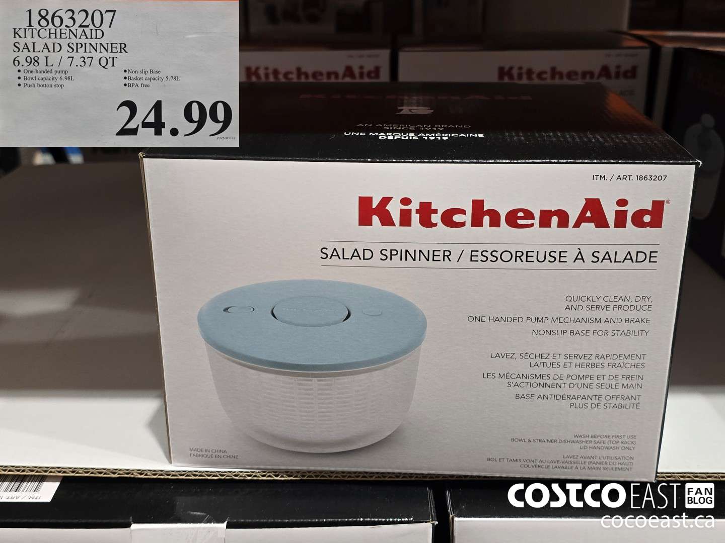 1863207 KITCHENAID SALAD SPINNER 6.98 L / 7.37 QT $24.99