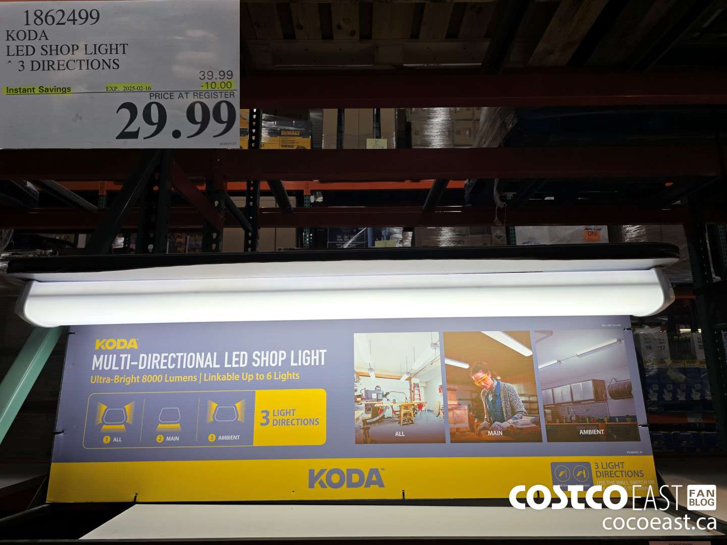1862499 KODA LED SHOP LIGHT * 3 DIRECTIONS ($10.00 INSTANT SAVINGS EXPIRES ON 2025-02-16) $29.99