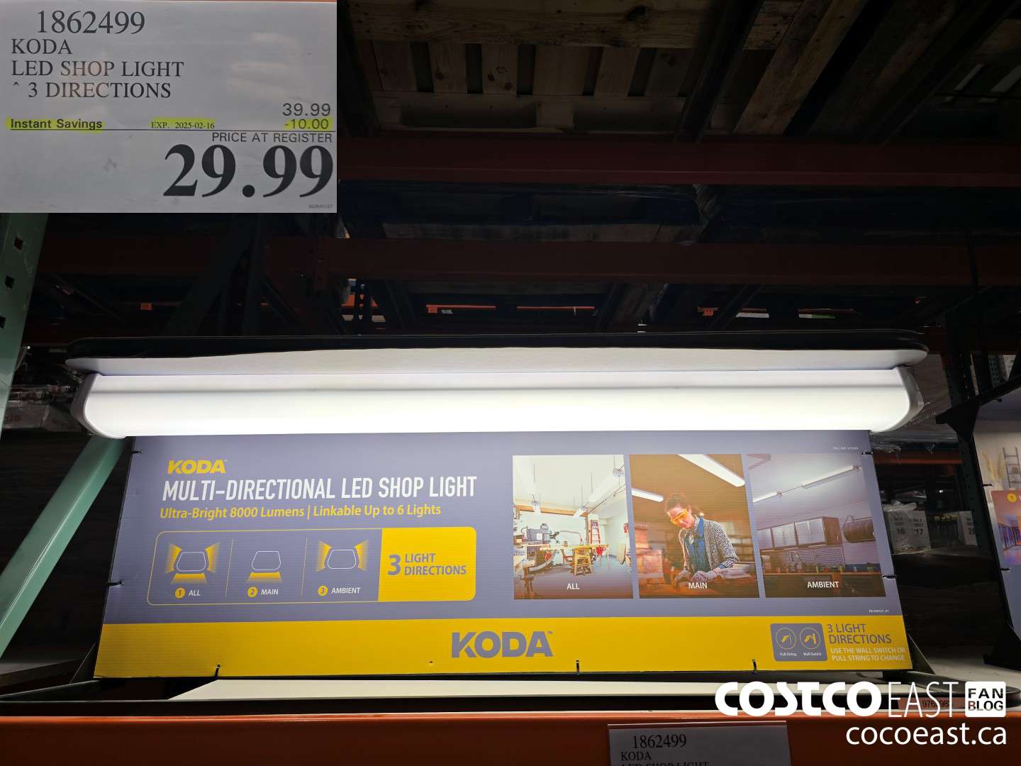 1862499 KODA LED SHOP LIGHT * 3 DIRECTIONS ($10.00 INSTANT SAVINGS EXPIRES ON 2025-02-16) $29.99