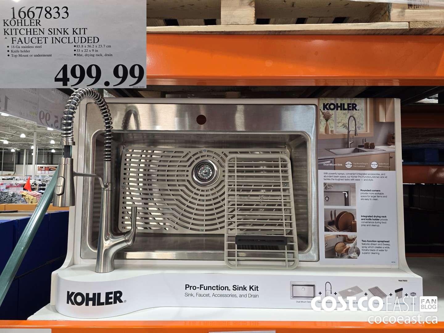 1667833 KOHLER KITCHEN SINK KIT FAUCET INCLUDED $499.99