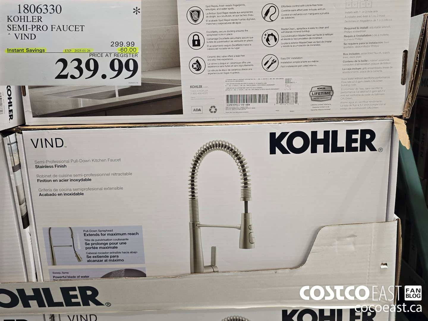 1806330 KOHLER SEMI-PRO FAUCET VIND ($60.00 INSTANT SAVINGS EXPIRES ON 2025-01-26) $239.99