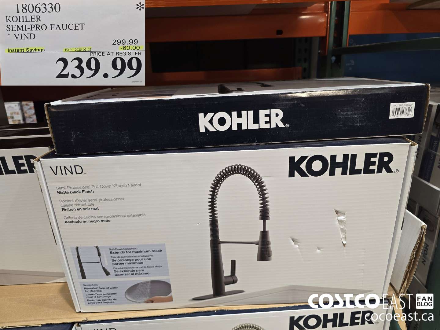 1806330 KOHLER SEMI-PRO FAUCET VIND ($60.00 INSTANT SAVINGS EXPIRES ON 2025-02-02) $239.99