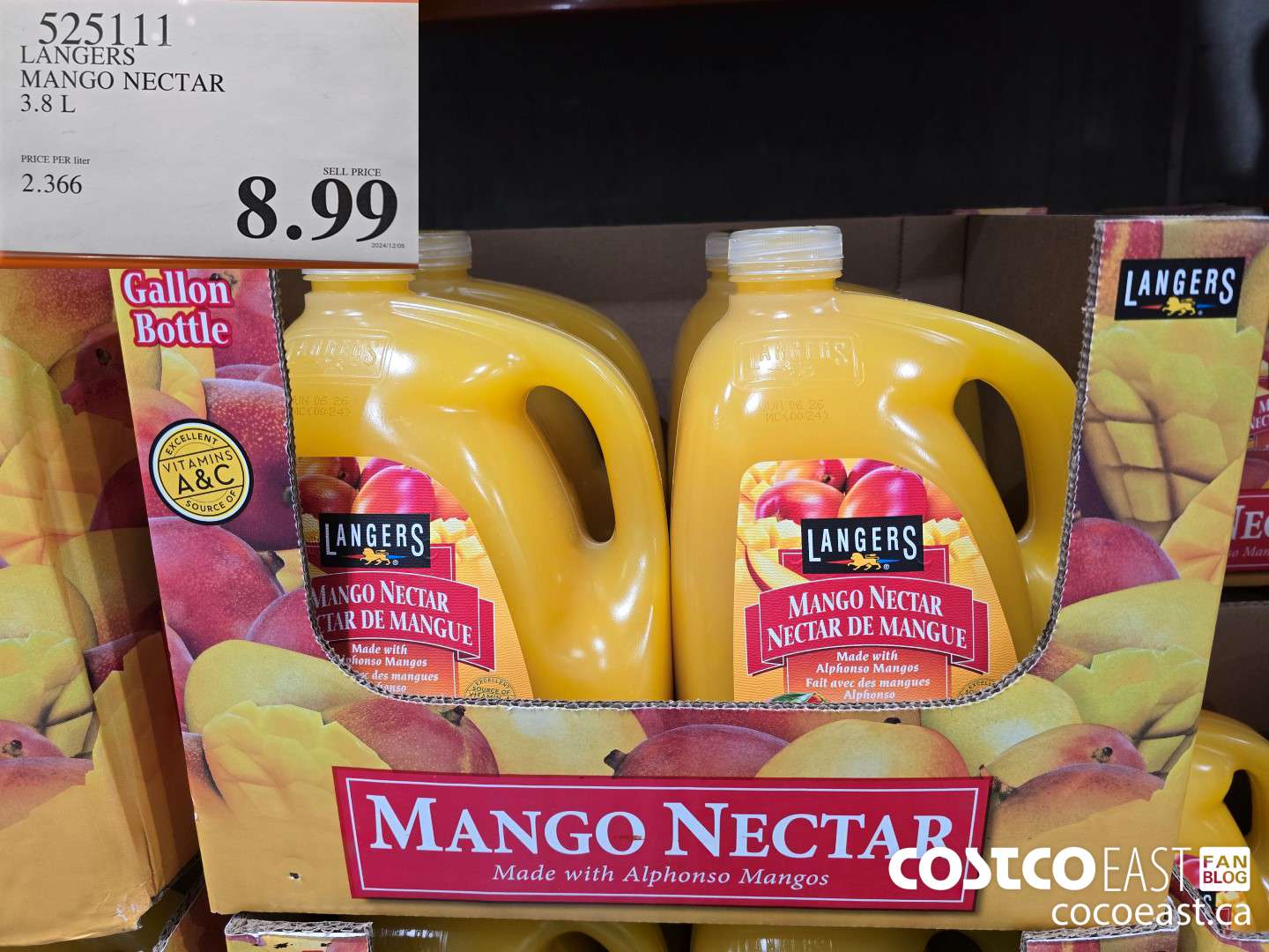 525111 LANGERS MANGO NECTAR 3.8L $8.99