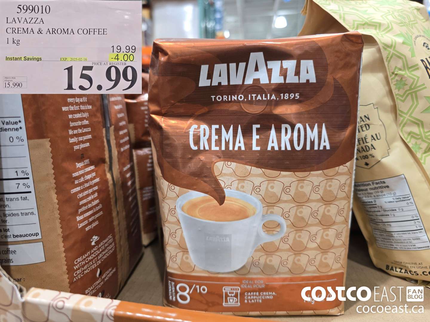 599010 LAVAZZA CREMA & AROMA COFFEE 1 KG ($4.00 INSTANT SAVINGS EXPIRES ON 2025-02-16) $15.99
