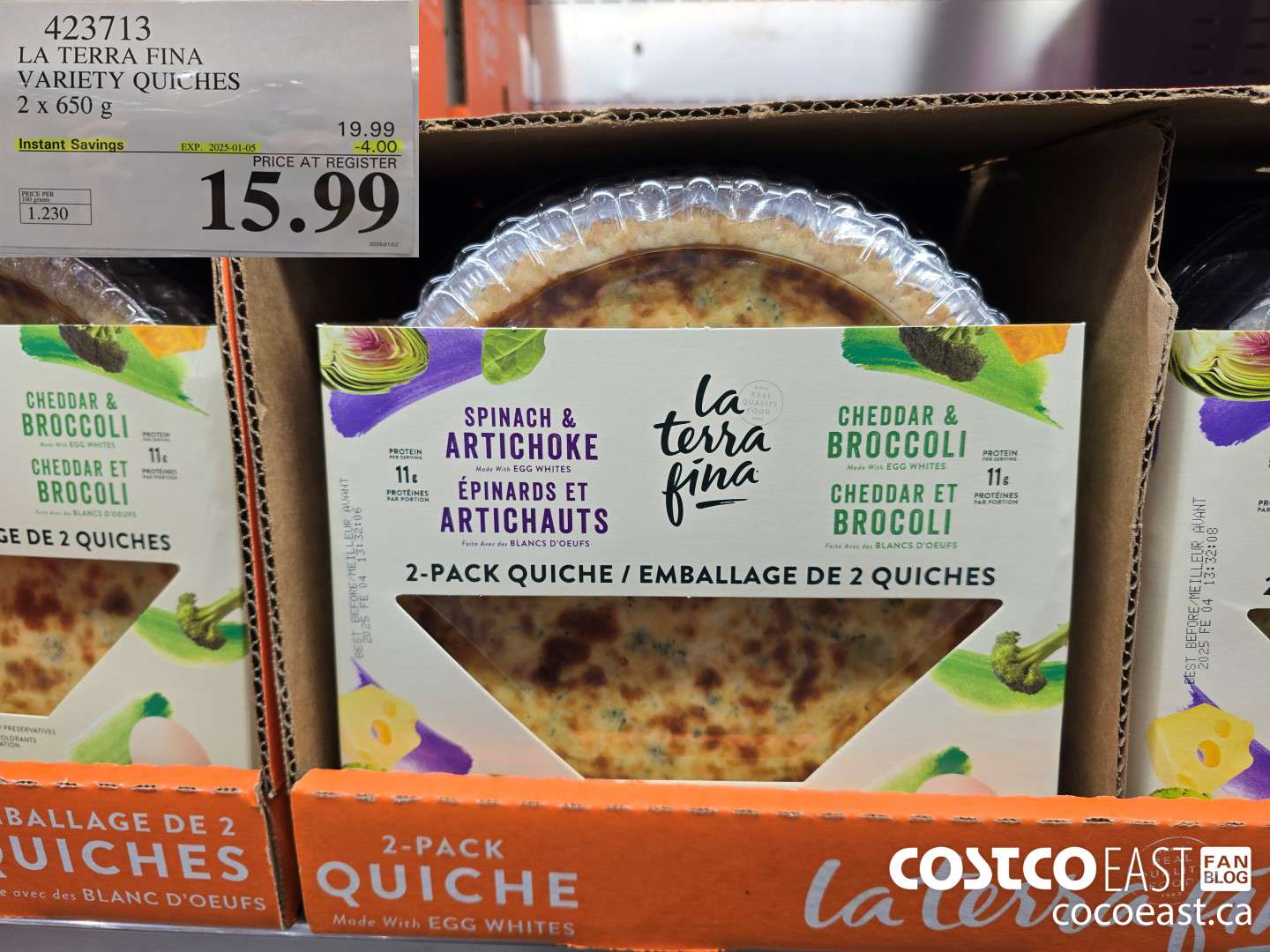 423713 LA TERRA FINA VARIETY QUICHES 2 X 650 G ($4.00 INSTANT SAVINGS EXPIRES ON 2025-01-05) $15.99