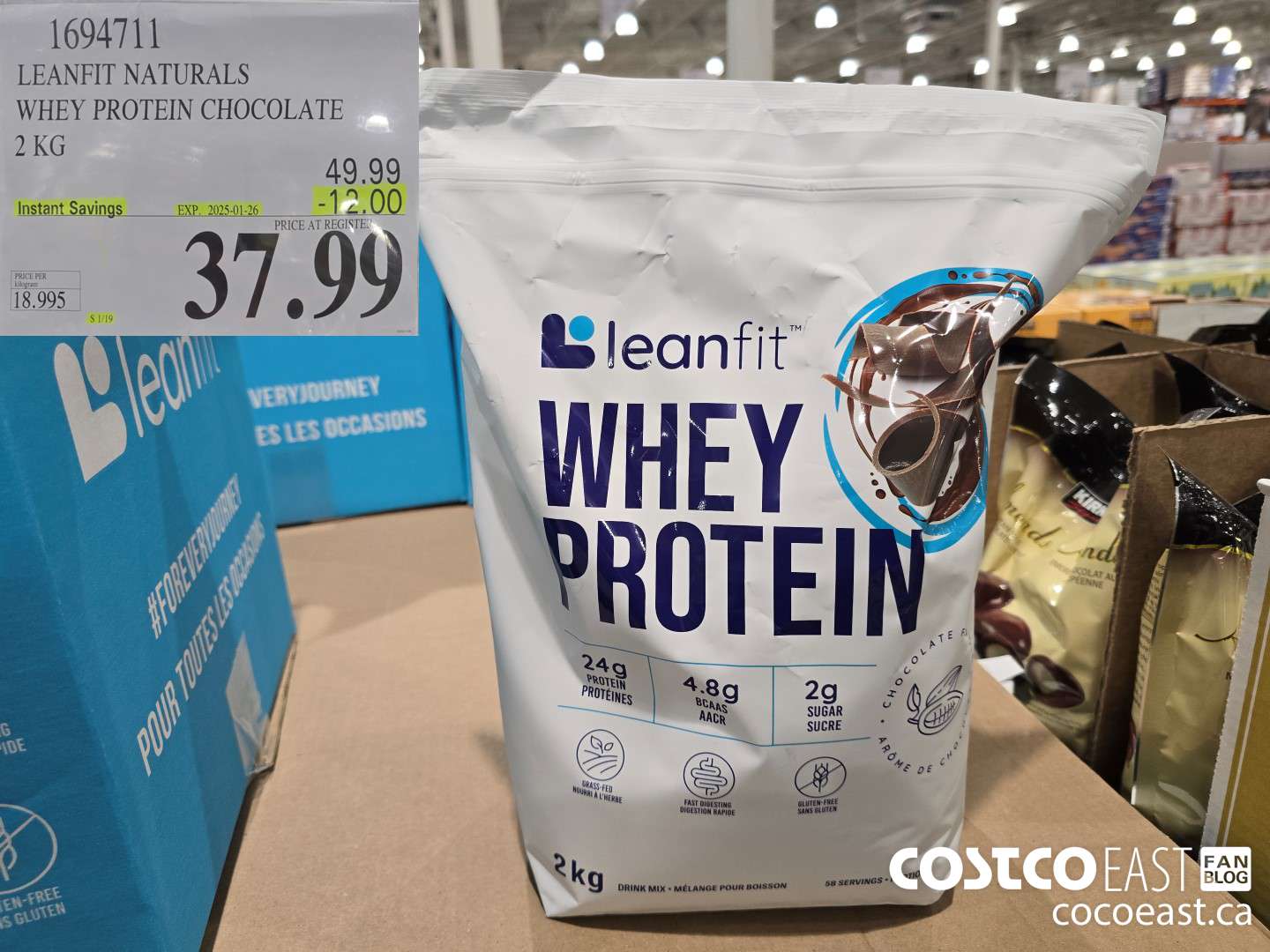 1694711 LEANFIT NATURALS WHEY PROTEIN CHOCOLATE 2KG ($12.00 INSTANT SAVINGS EXPIRES ON 2025-01-26) $37.99