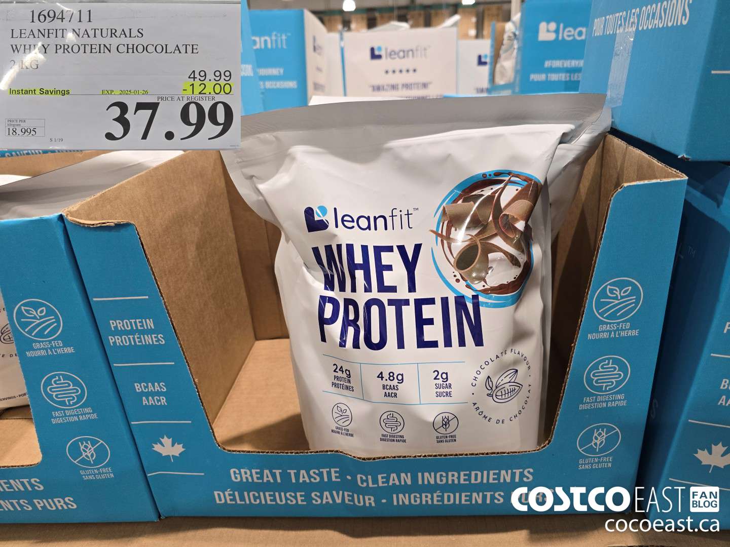 1694711 LEANFIT NATURALS WHEY PROTEIN CHOCOLATE 2KG ($12.00 INSTANT SAVINGS EXPIRES ON 2025-01-26) $37.99