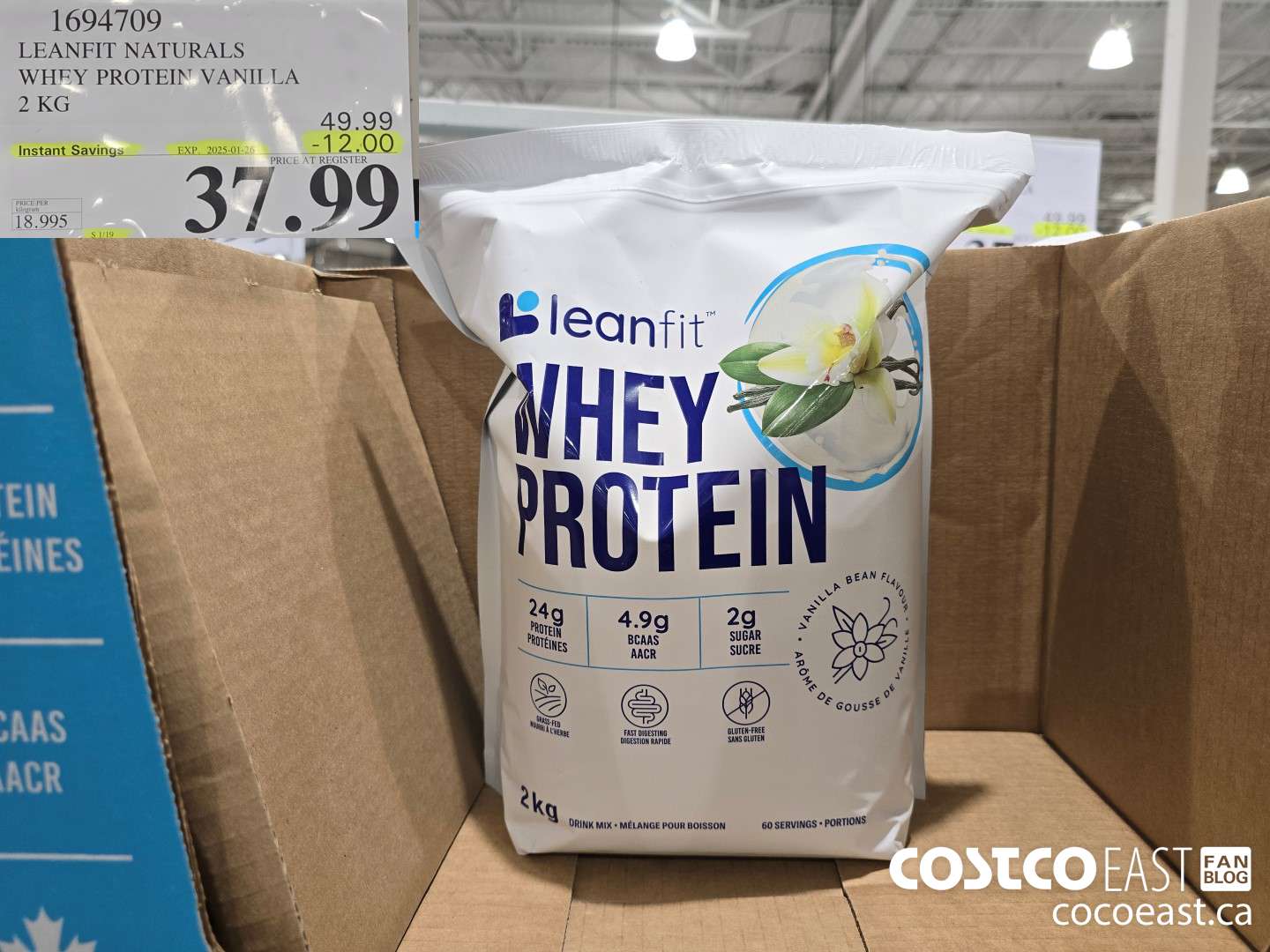 1694709 LEANFIT NATURALS WHEY PROTEIN VANILLA 2KG ($12.00 INSTANT SAVINGS EXPIRES ON 2025-01-26) $37.99
