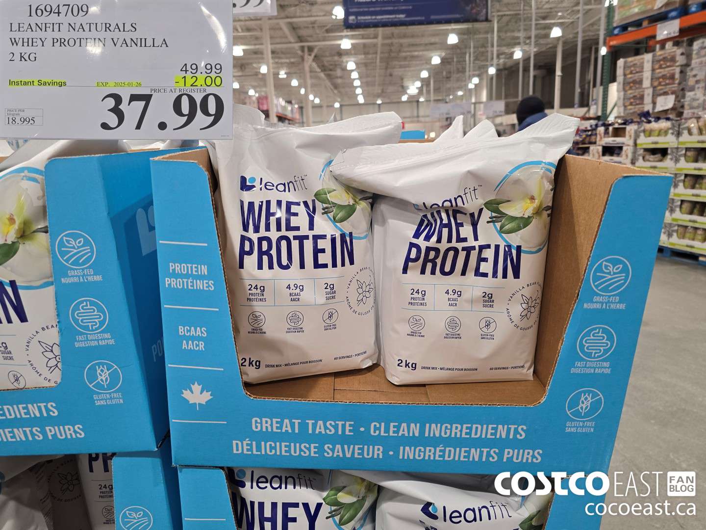 1694709 LEANFIT NATURALS WHEY PROTEIN VANILLA 2KG ($12.00 INSTANT SAVINGS EXPIRES ON 2025-01-26) $37.99