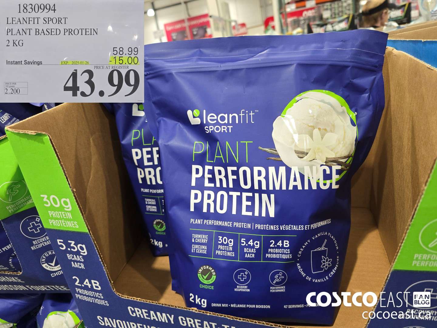 1830994 LEANFIT SPORT PLANT BASED PROTEIN 2 KG ($15.00 INSTANT SAVINGS EXPIRES ON 2025-01-26) $43.99