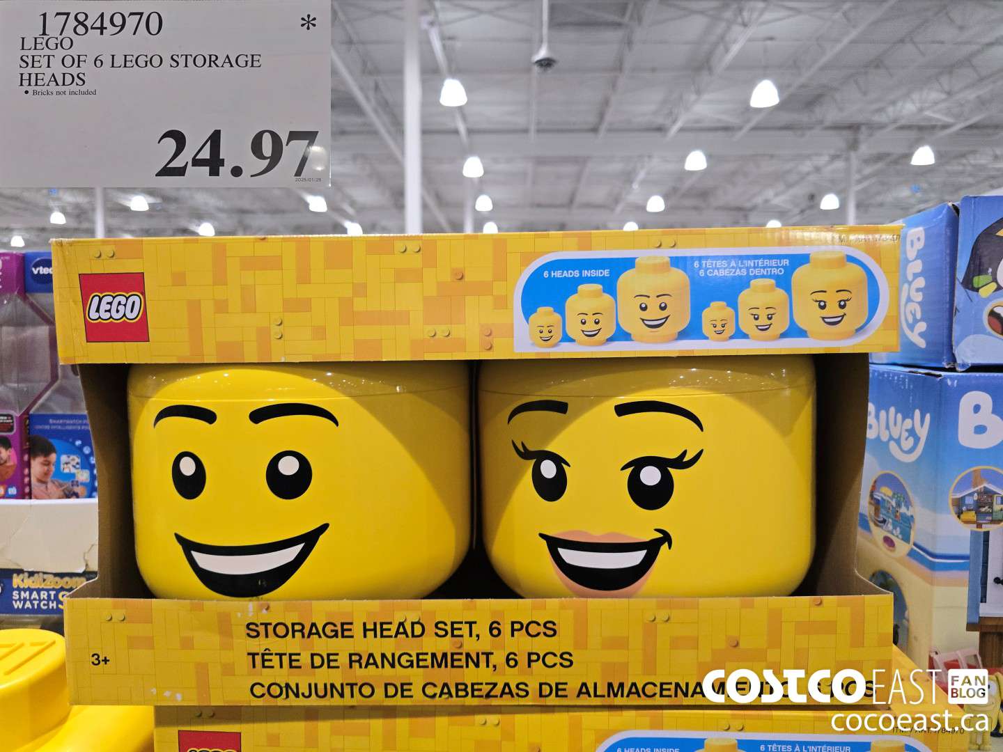 1784970 LEGO SET OF 6 LEGO STORAGE HEADS $24.97