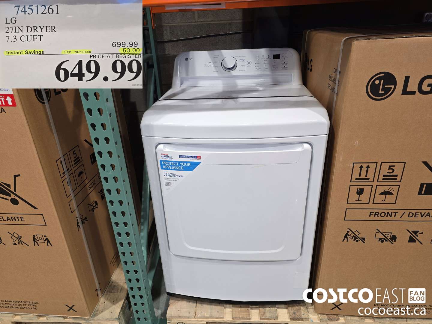 7451261 LG 27IN DRYER 7.3 CUFT ($50.00 INSTANT SAVINGS EXPIRES ON 2025-01-08) $649.99