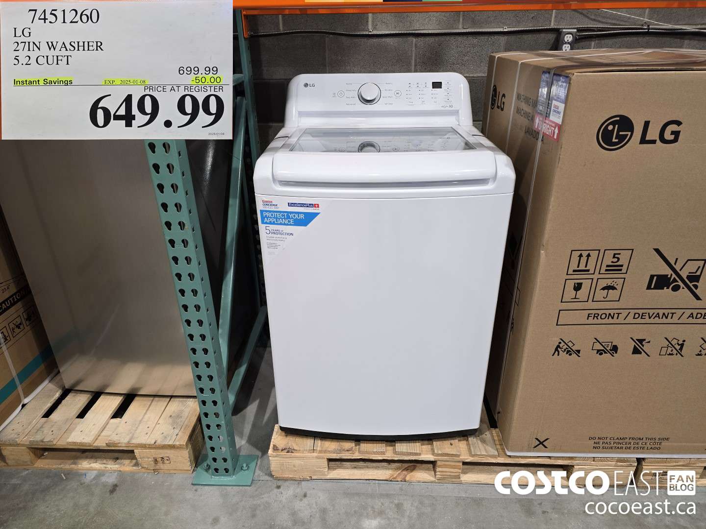 7451260 LG 27IN WASHER 5.2 CUFT ($50.00 INSTANT SAVINGS EXPIRES ON 2025-01-08) $649.99