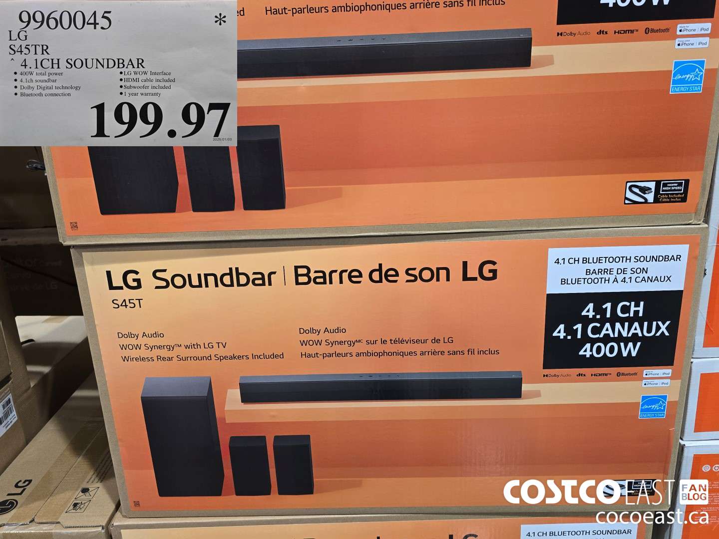 9960045 LG S45TR 4.1CH SOUNDBAR $199.97