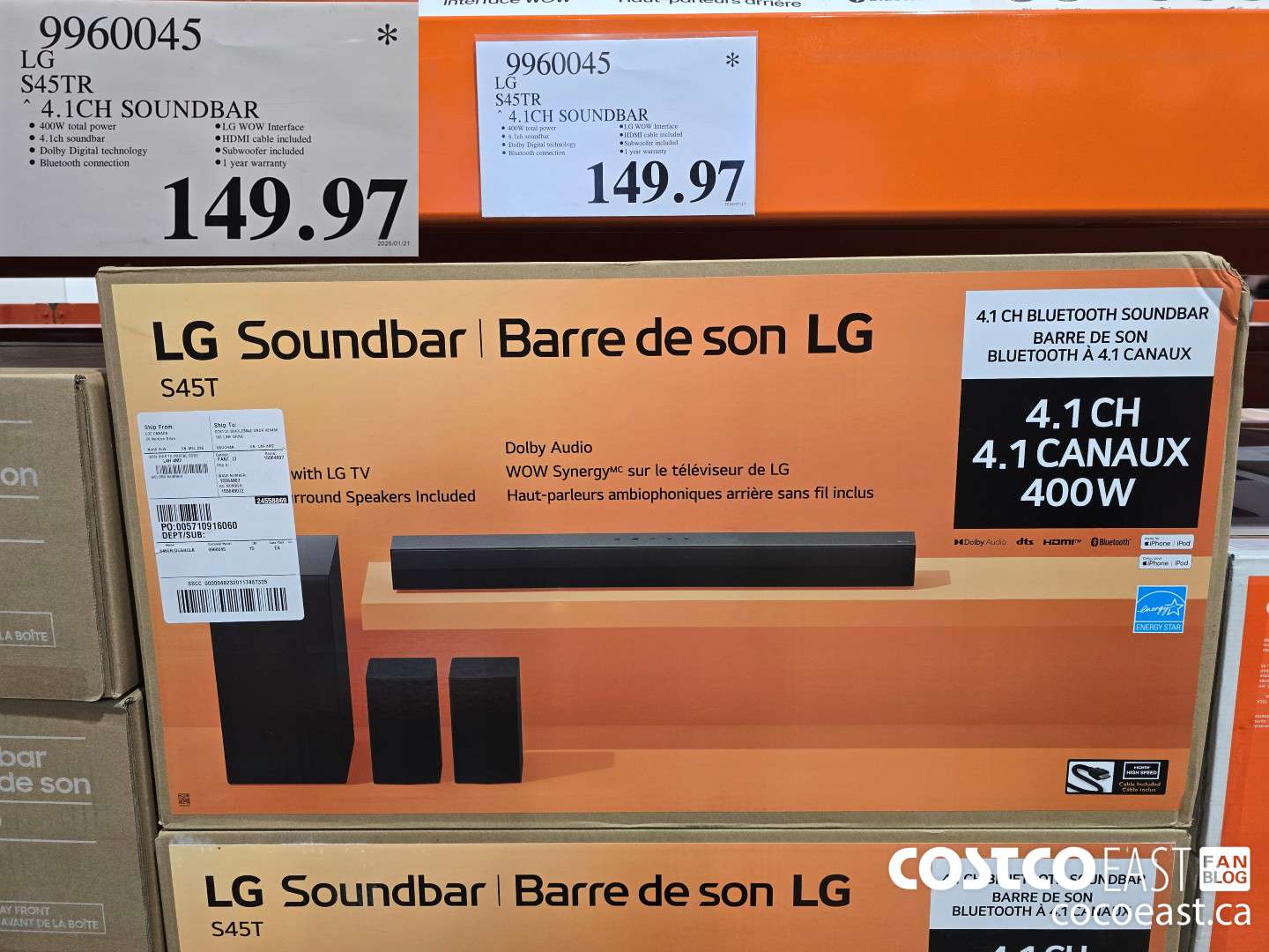 9960045 LG S45TR 4.1CH SOUNDBAR $149.97