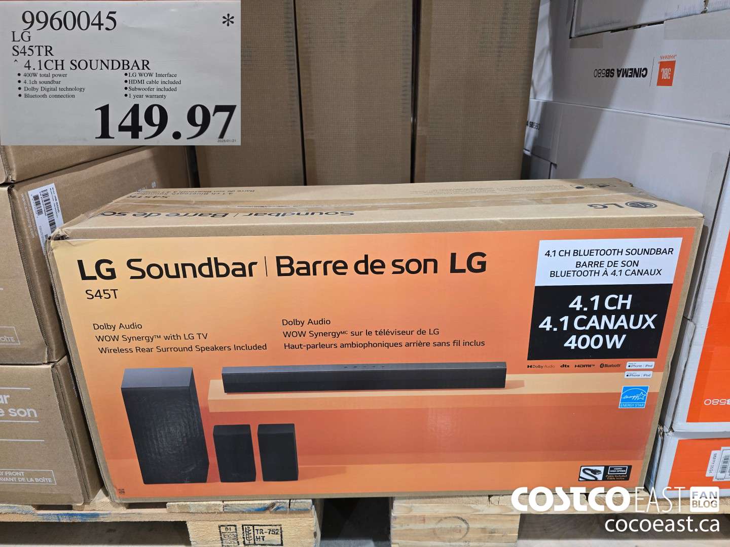9960045 LG S45TR 4.1CH SOUNDBAR $149.97