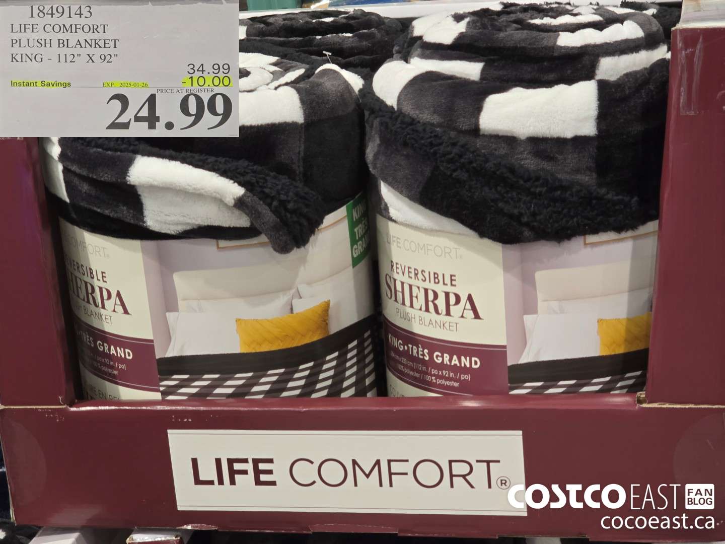 1849143 LIFE COMFORT PLUSH BLANKET KING 112