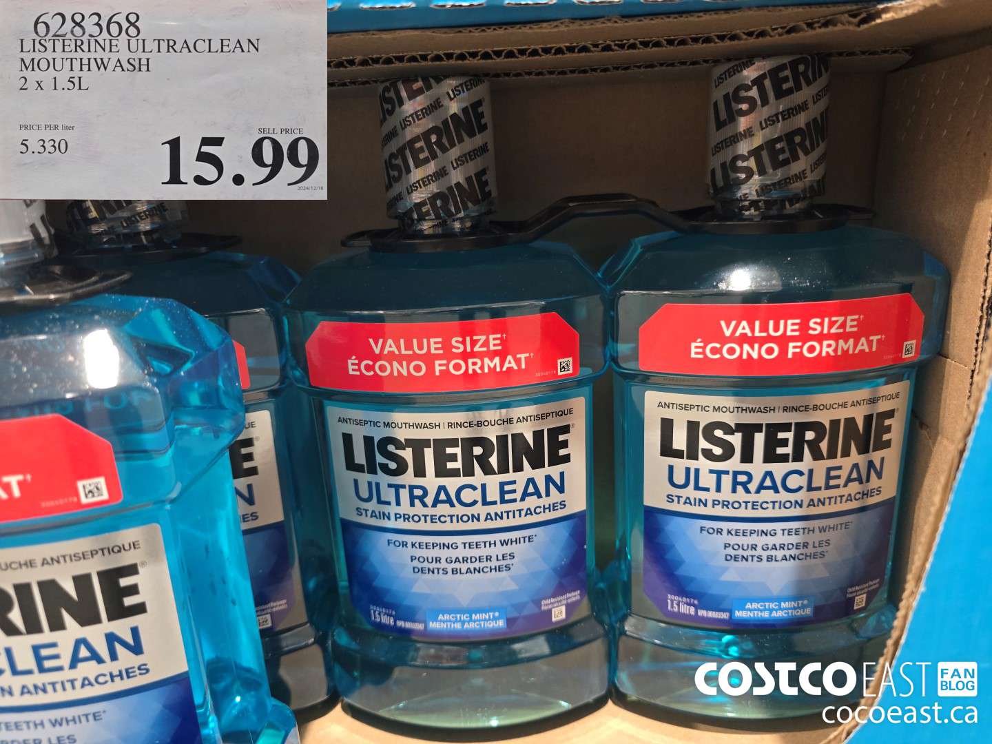 628368 LISTERINE ULTRACLEAN MOUTHWASH 2 X 1.5L $15.99