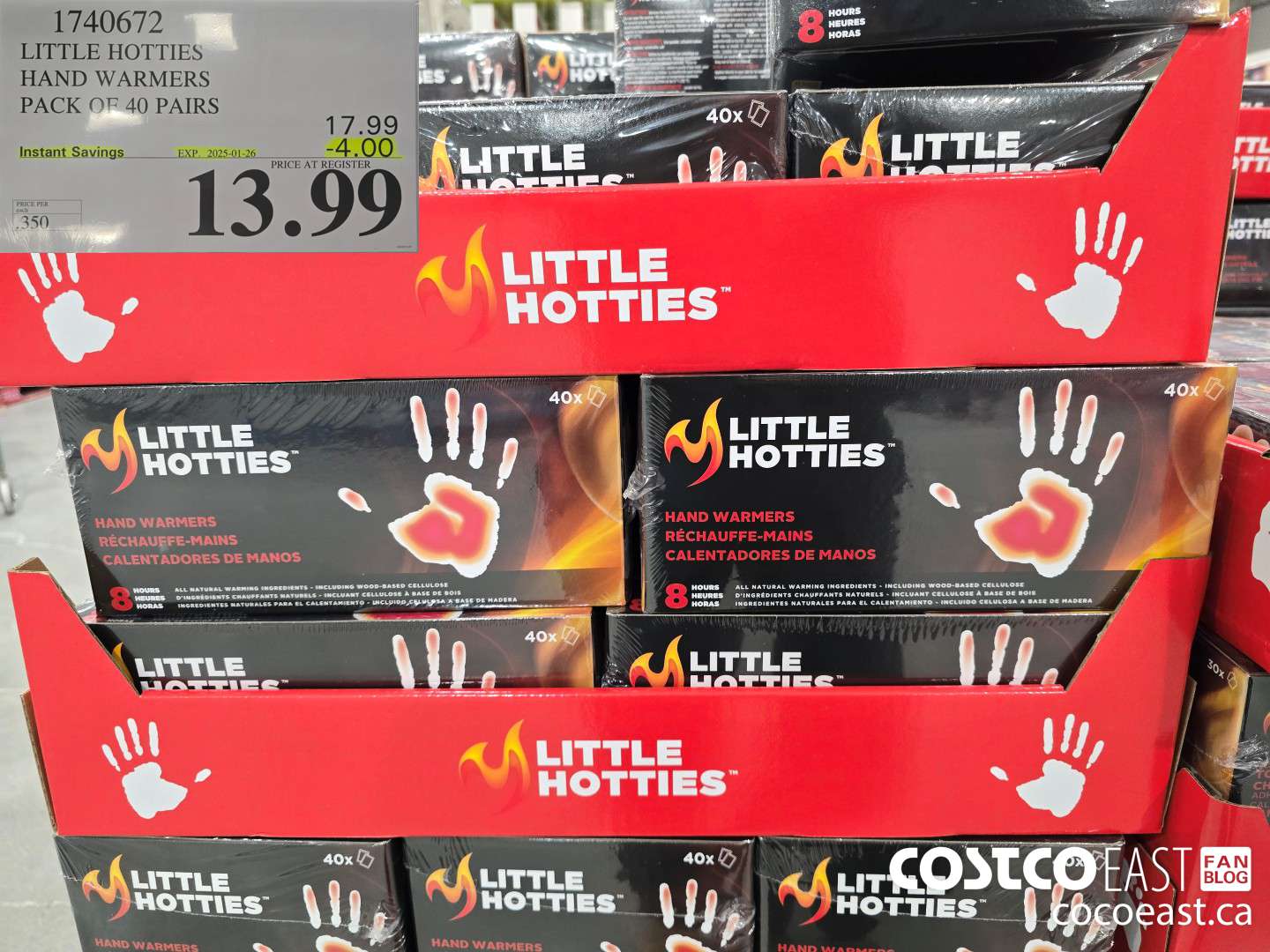 1740672 LITTLE HOTTIES HAND WARMERS PACK OF 40 PAIRS ($4.00 INSTANT SAVINGS EXPIRES ON 2025-01-26) $13.99