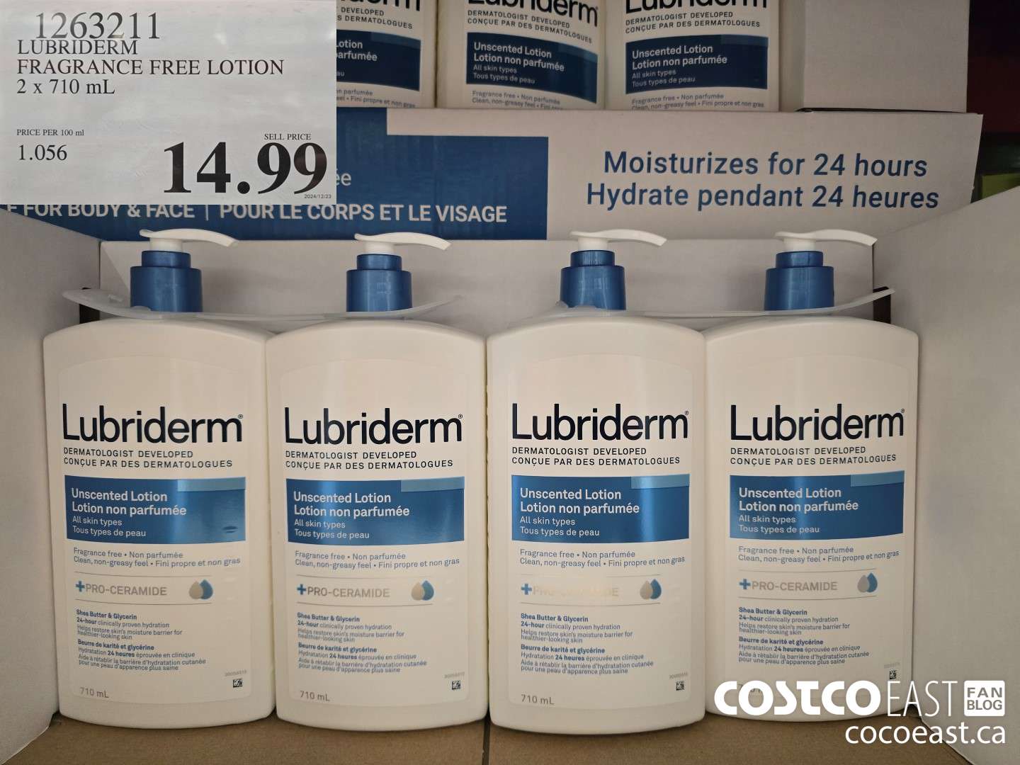 1263211 LUBRIDERM FRAGRANCE FREE LOTION 2 X 710 ML $14.99